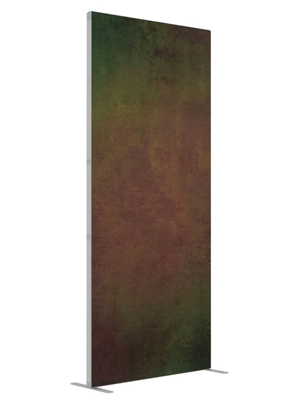 Elthorne Earth Tone Green Red Abstract Texture shown at an angled view, photography backdrop panel for Denny StudioEdge silicone edge frame, 3 ft