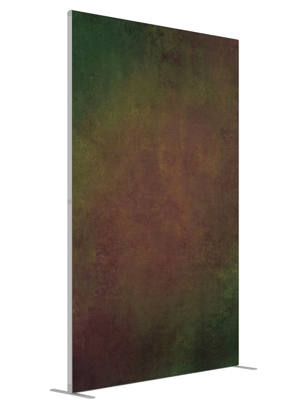 Elthorne Earth Tone Green Red Abstract Texture shown at an angled view, photography backdrop panel for Denny StudioEdge silicone edge frame, 5 ft