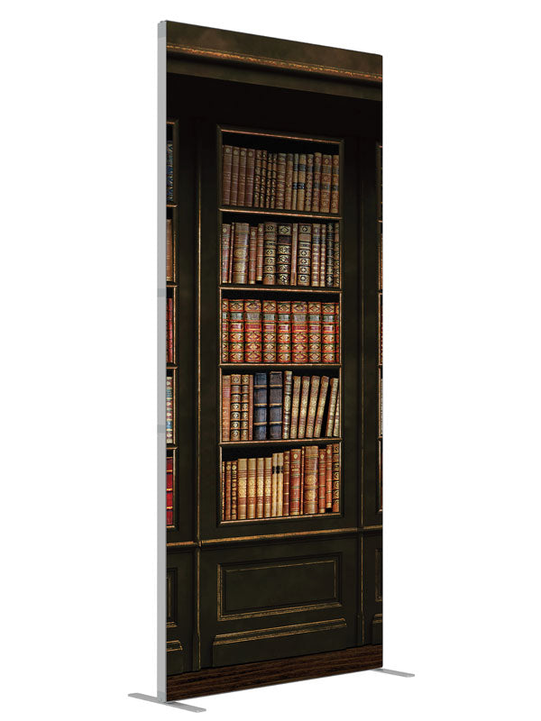 Estate library bookshelf printed backdrop angled view 3ft - Denny StudioEdge SECP-8502