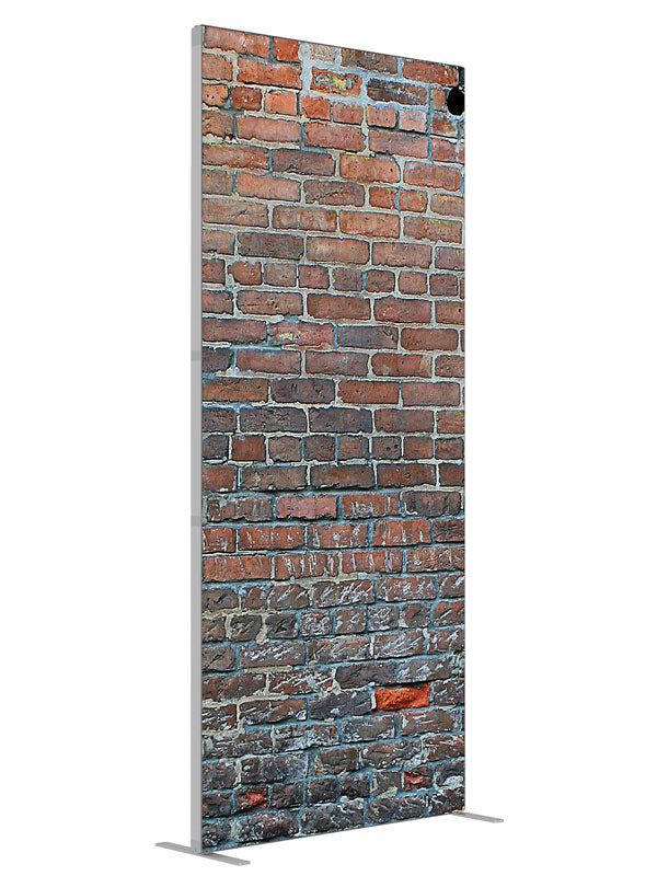 Etched Brick shown at an angled view, photography backdrop panel for Denny StudioEdge silicone edge frame, 3 ft