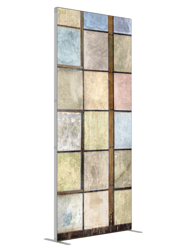 Factory Windows shown at an angled view, photography backdrop panel for Denny StudioEdge silicone edge frame, 3 ft