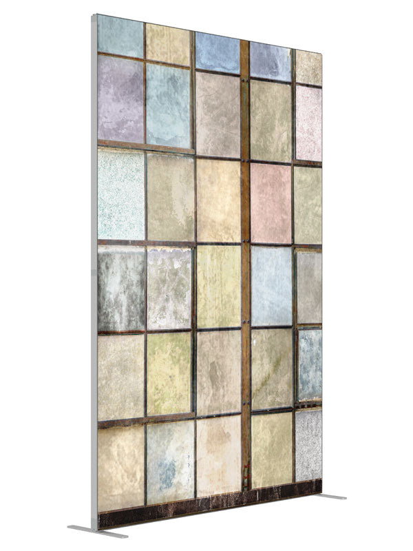 Factory Windows shown at an angled view, photography backdrop panel for Denny StudioEdge silicone edge frame, 5 ft