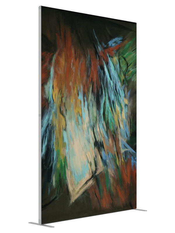 Fall is Near shown at an angled view, photography backdrop panel for Denny StudioEdge silicone edge frame, 5 ft