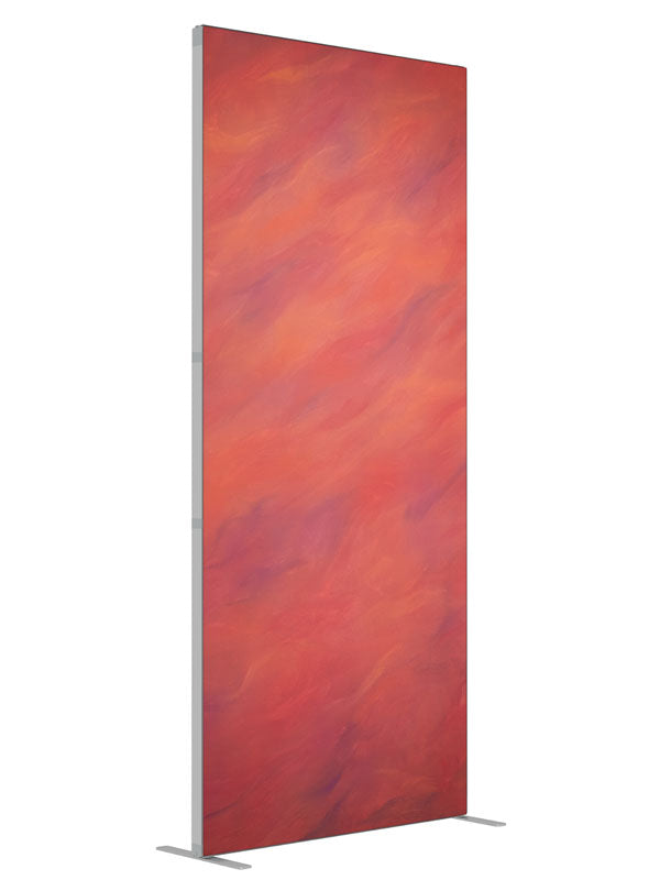 Fire Red Orange shown at an angled view, photography backdrop panel for Denny StudioEdge silicone edge frame, 3 ft