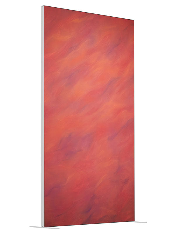 Fire Red Orange shown at an angled view, photography backdrop panel for Denny StudioEdge silicone edge frame, 4 ft