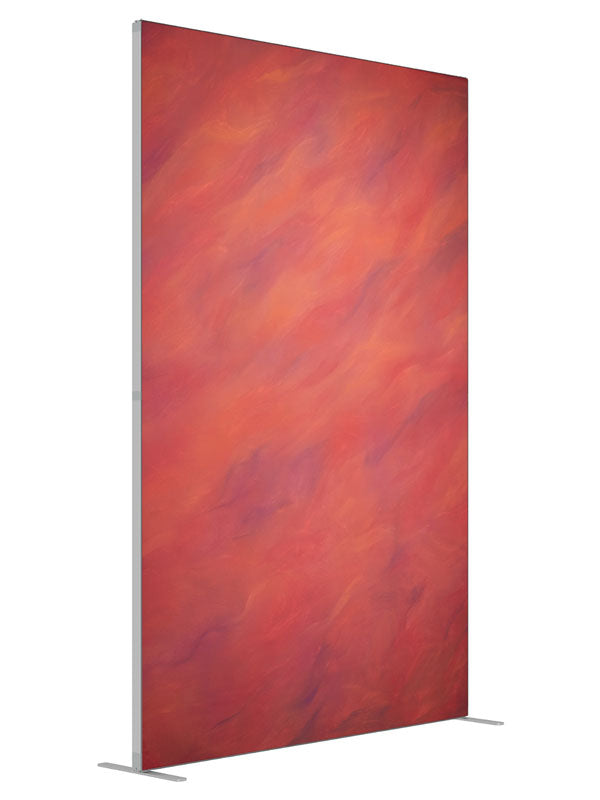 Fire Red Orange shown at an angled view, photography backdrop panel for Denny StudioEdge silicone edge frame, 5 ft