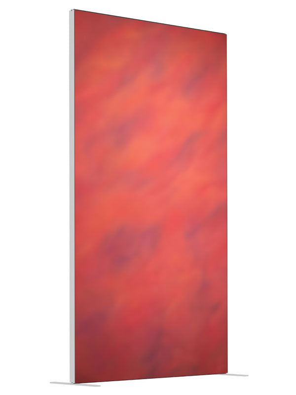 Fire Red Soft shown at an angled view, photography backdrop panel for Denny StudioEdge silicone edge frame, 4 ft