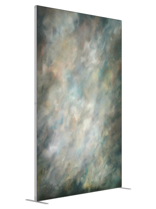 Forrest Snow shown at an angled view, photography backdrop panel for Denny StudioEdge silicone edge frame, 5 ft