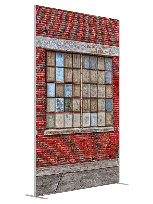 Foundry Brick shown at an angled view, photography backdrop panel for Denny StudioEdge silicone edge frame, 5 ft