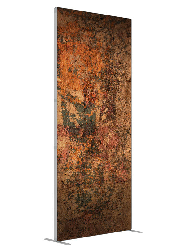 Fuego shown at an angled view, photography backdrop panel for Denny StudioEdge silicone edge frame, 3 ft