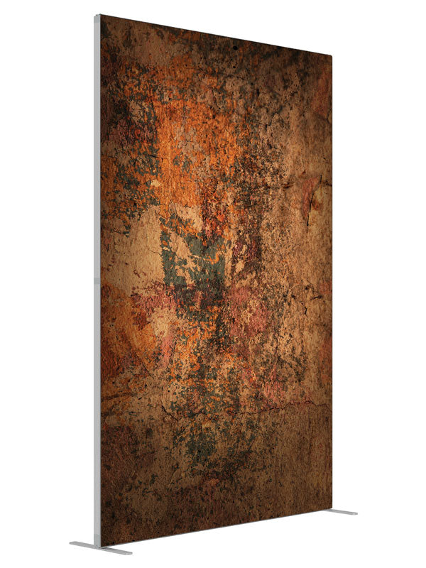 Fuego shown at an angled view, photography backdrop panel for Denny StudioEdge silicone edge frame, 5 ft