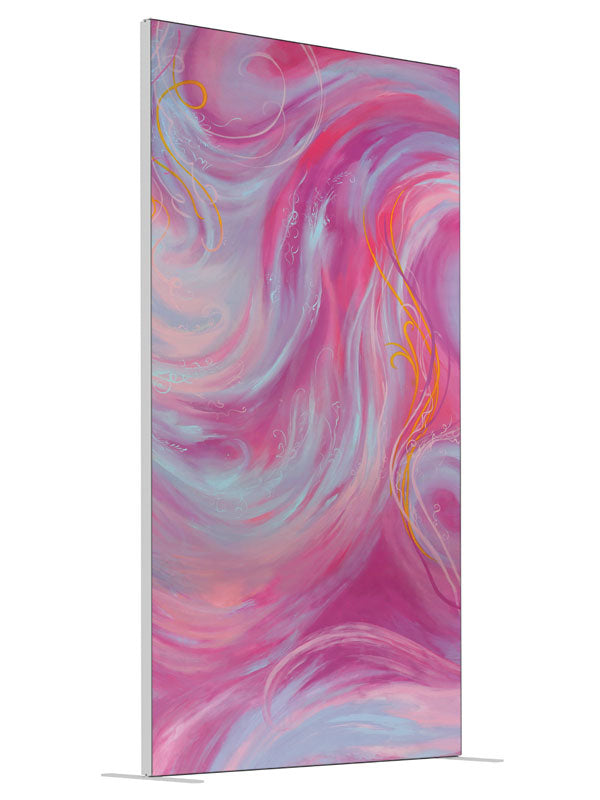 Gift Wrap Soft Marble Abstract shown at an angled view, photography backdrop panel for Denny StudioEdge silicone edge frame, 4 ft
