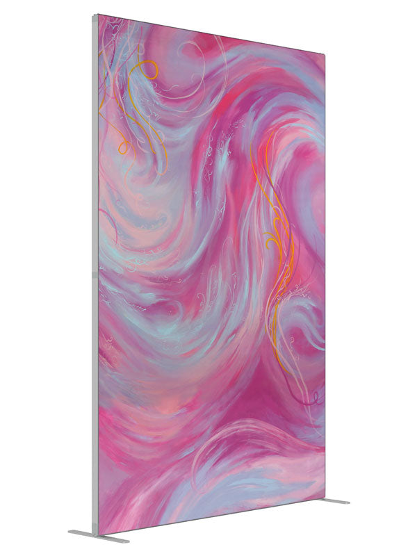 Gift Wrap Soft Marble Abstract shown at an angled view, photography backdrop panel for Denny StudioEdge silicone edge frame, 5 ft