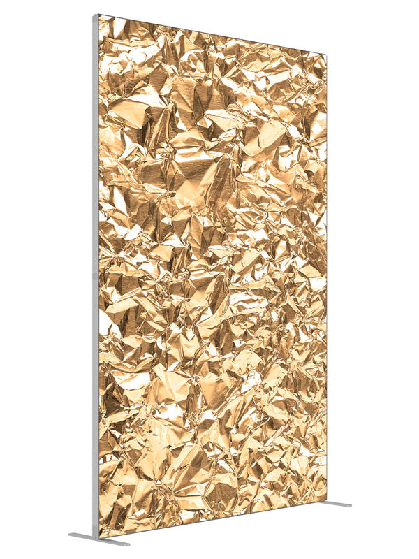 Gold Foil shown at an angled view, photography backdrop panel for Denny StudioEdge silicone edge frame, 5 ft