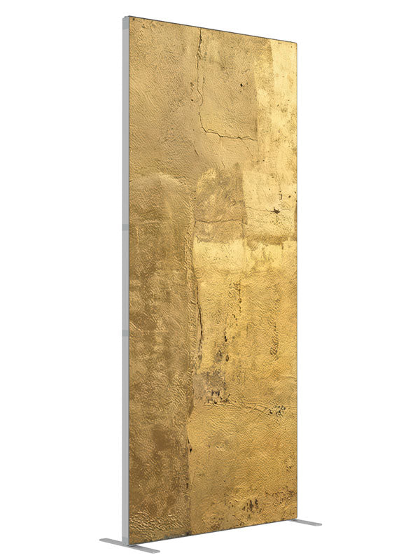 Gold Textured Plaster Wall shown at an angled view, photography backdrop panel for Denny StudioEdge silicone edge frame, 3 ft
