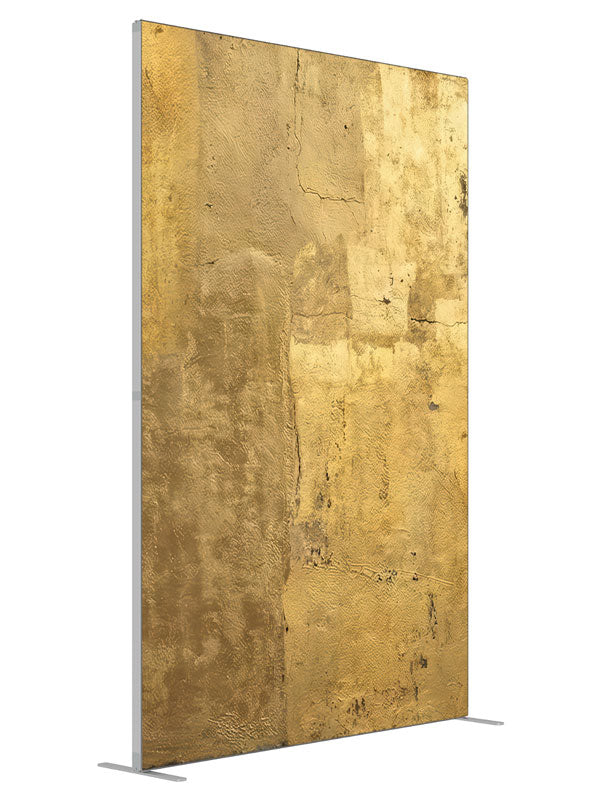 Gold Textured Plaster Wall shown at an angled view, photography backdrop panel for Denny StudioEdge silicone edge frame, 5 ft
