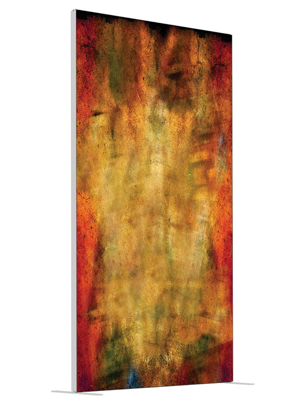 Golden amber grunge texture shown at an angled view, photography backdrop panel for Denny StudioEdge silicone edge frame, 4 ft