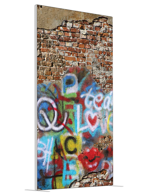 Graffiti Wall shown at an angled view, photography backdrop panel for Denny StudioEdge silicone edge frame, 4 ft