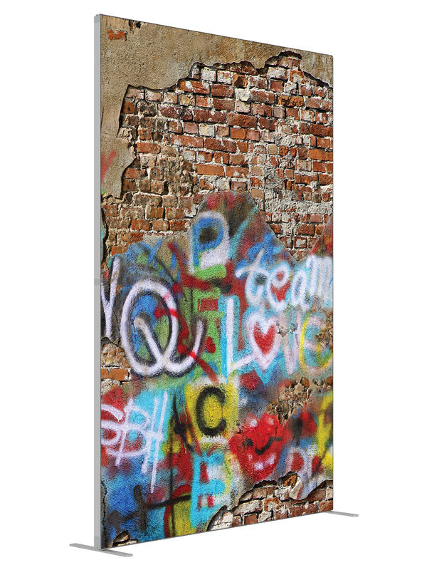 Graffiti Wall shown at an angled view, photography backdrop panel for Denny StudioEdge silicone edge frame, 5 ft
