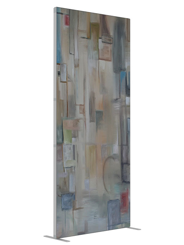 Gray tan cubist block shown at an angled view, photography backdrop panel for Denny StudioEdge silicone edge frame, 3 ft