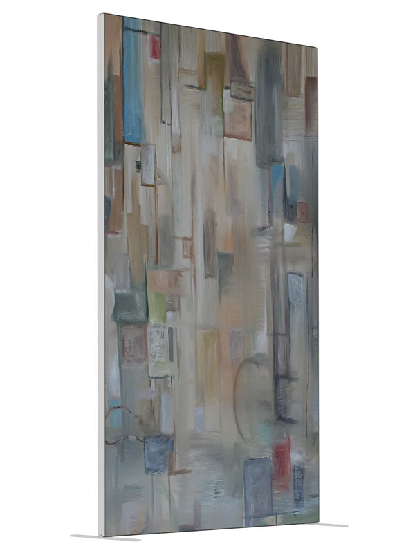 Gray tan cubist block shown at an angled view, photography backdrop panel for Denny StudioEdge silicone edge frame, 4 ft