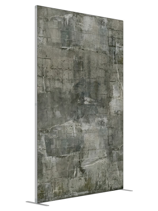 Gray Textured Concrete Wall shown at an angled view, photography backdrop panel for Denny StudioEdge silicone edge frame, 5 ft