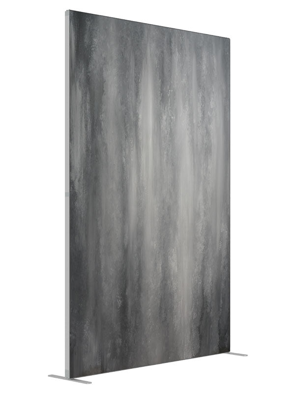 Gray Textured Streak shown at an angled view, photography backdrop panel for Denny StudioEdge silicone edge frame, 5 ft