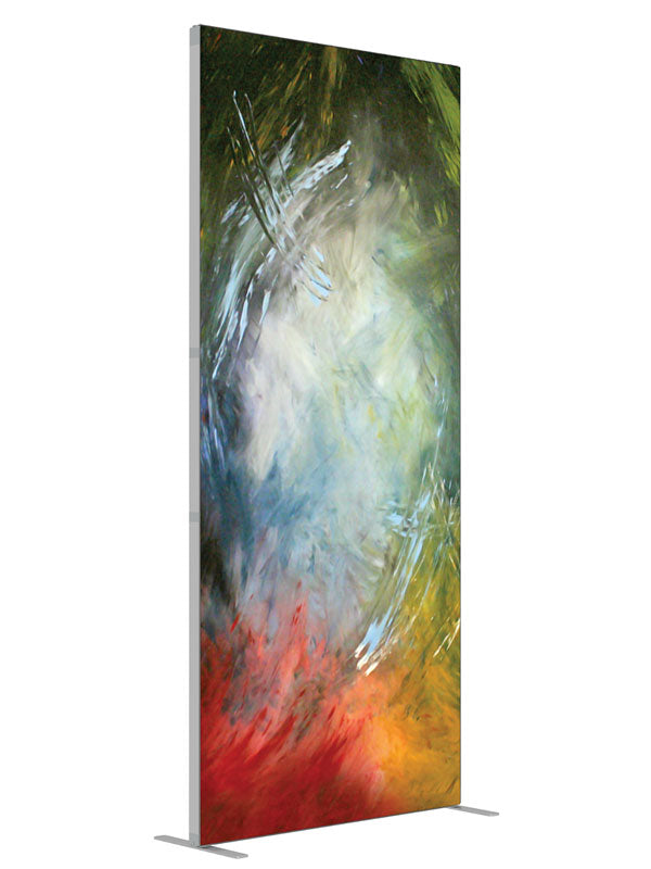 Green gray red painterly shown at an angled view, photography backdrop panel for Denny StudioEdge silicone edge frame, 3 ft