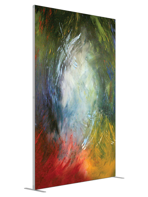 Green gray red painterly shown at an angled view, photography backdrop panel for Denny StudioEdge silicone edge frame, 5 ft