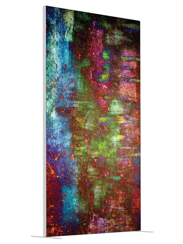 Green red gold fleck dark abstract shown at an angled view, photography backdrop panel for Denny StudioEdge silicone edge frame, 4 ft