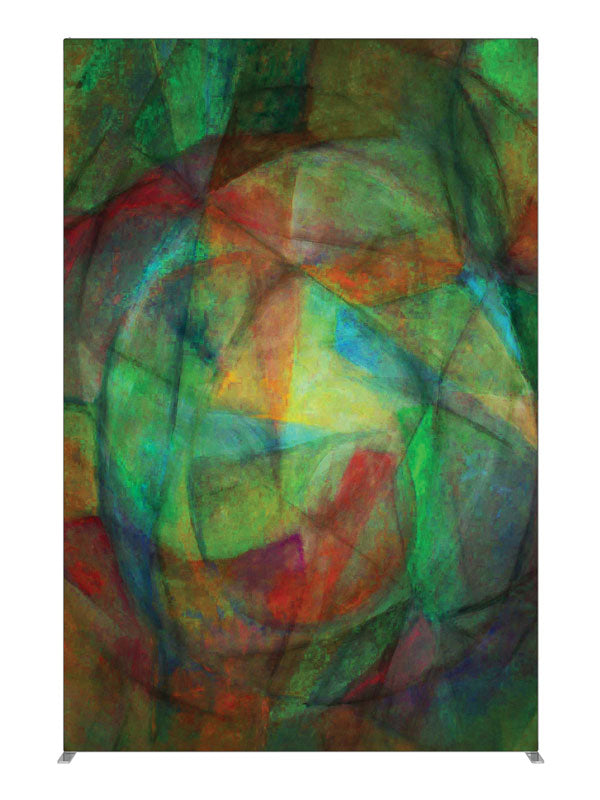 Green teal red brushwork, photography backdrop panel for Denny StudioEdge silicone edge frame, 5 ft