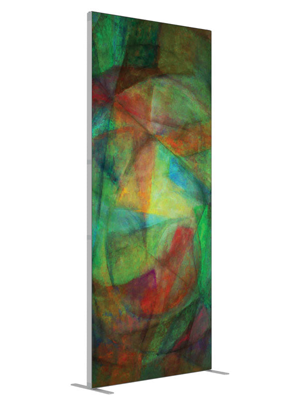 Green teal red brushwork shown at an angled view, photography backdrop panel for Denny StudioEdge silicone edge frame, 3 ft