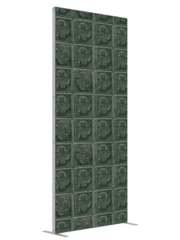Green Tile Embossed Tile shown at an angled view, photography backdrop panel for Denny StudioEdge silicone edge frame, 3 ft