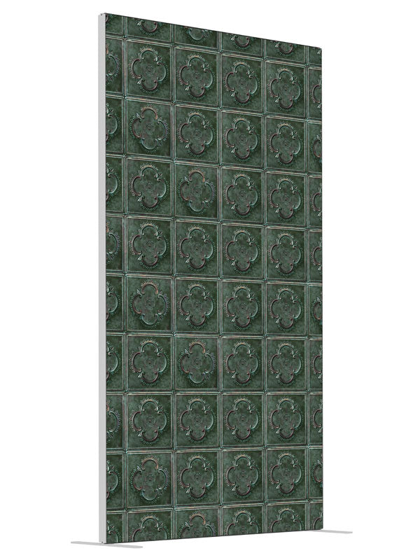 Green Tile Embossed Tile shown at an angled view, photography backdrop panel for Denny StudioEdge silicone edge frame, 4 ft