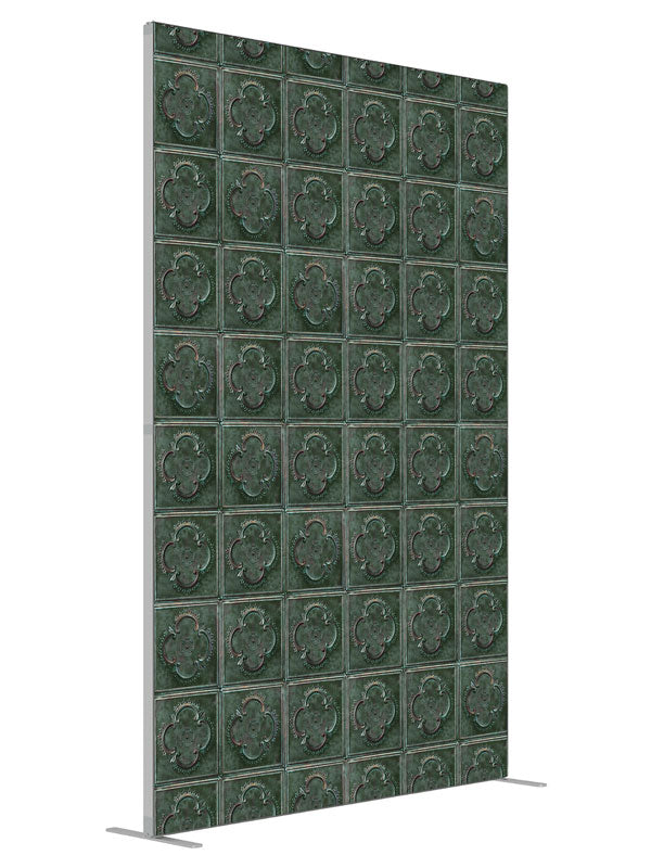 Green Tile Embossed Tile shown at an angled view, photography backdrop panel for Denny StudioEdge silicone edge frame, 5 ft