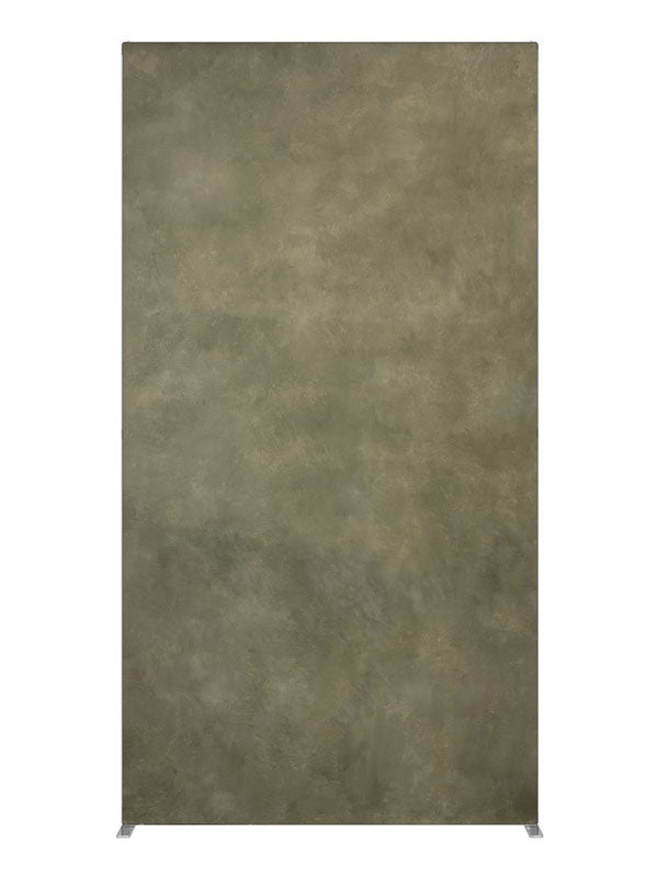 Muted olive and peat green mottled backdrop, a 4 ft photography backdrop panel for Denny StudioEdge silicone edge frame