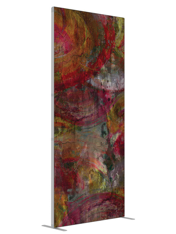 Half Circle Warm Abstract shown at an angled view, photography backdrop panel for Denny StudioEdge silicone edge frame, 3 ft
