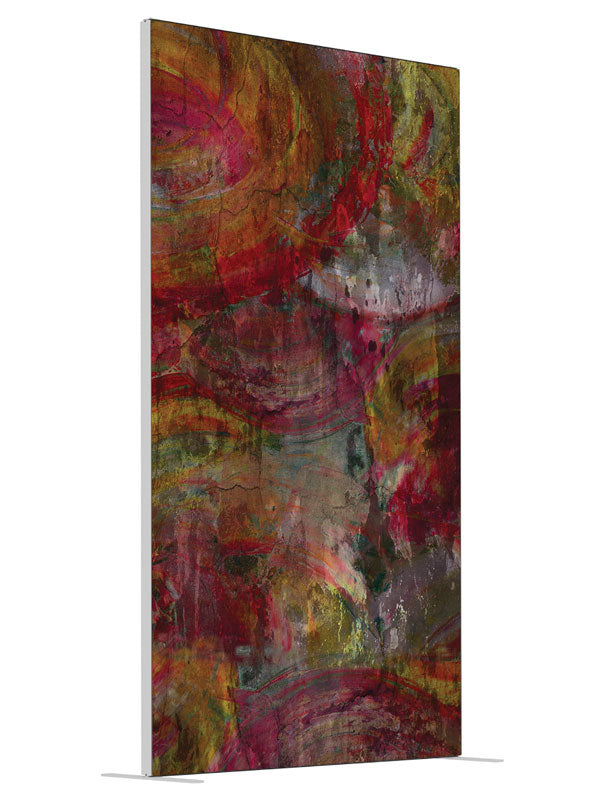 Half Circle Warm Abstract shown at an angled view, photography backdrop panel for Denny StudioEdge silicone edge frame, 4 ft