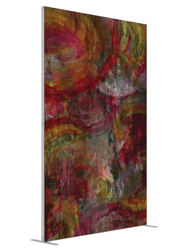 Half Circle Warm Abstract shown at an angled view, photography backdrop panel for Denny StudioEdge silicone edge frame, 5 ft