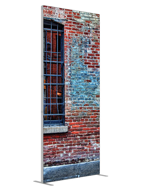 Hang Out Brick shown at an angled view, photography backdrop panel for Denny StudioEdge silicone edge frame, 3 ft