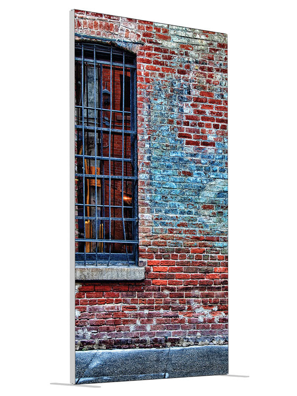 Hang Out Brick shown at an angled view, photography backdrop panel for Denny StudioEdge silicone edge frame, 4 ft