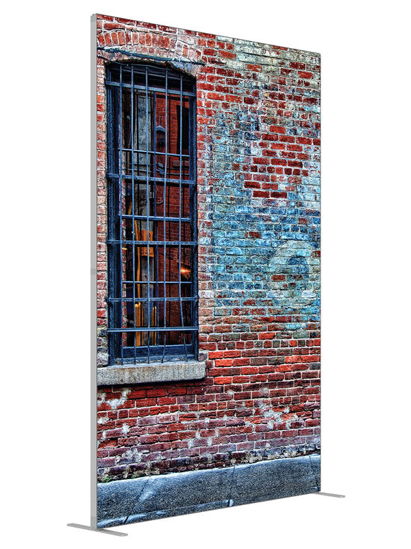 Hang Out Brick shown at an angled view, photography backdrop panel for Denny StudioEdge silicone edge frame, 5 ft
