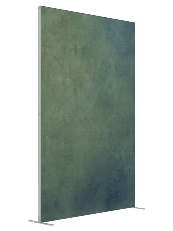Hartlow Calm Green and Blue Textured shown at an angled view, photography backdrop panel for Denny StudioEdge silicone edge frame, 5 ft