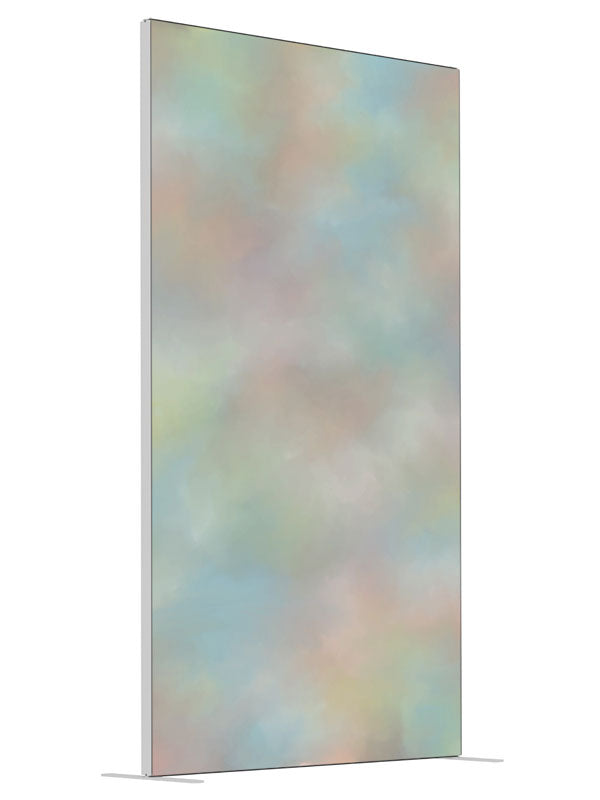 Hazy Rainbow shown at an angled view, photography backdrop panel for Denny StudioEdge silicone edge frame, 4 ft