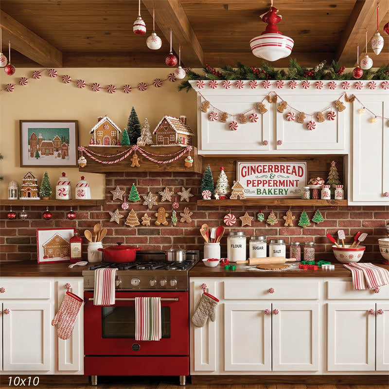 holiday bakery kitchen studio background with garland CP-8876
