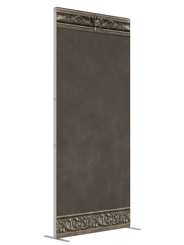 Hollis Muted Gray Textured Wall shown at an angled view, photography backdrop panel for Denny StudioEdge silicone edge frame, 3 ft