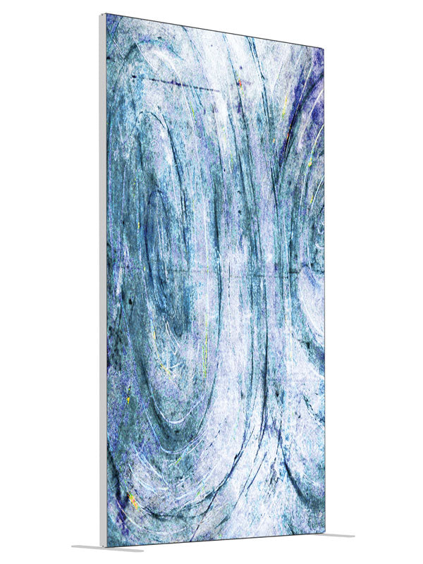 Icy blue white brushwork shown at an angled view, photography backdrop panel for Denny StudioEdge silicone edge frame, 4 ft
