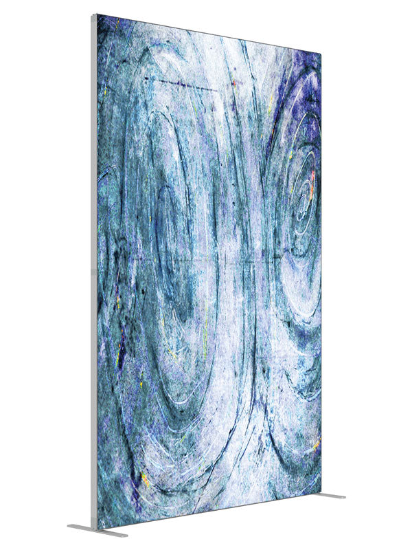 Icy blue white brushwork shown at an angled view, photography backdrop panel for Denny StudioEdge silicone edge frame, 5 ft