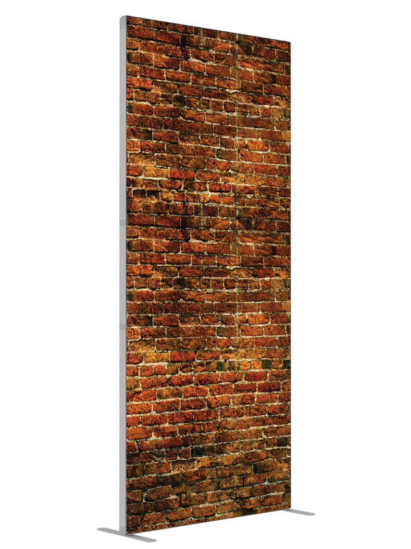 Improv Brick shown at an angled view, photography backdrop panel for Denny StudioEdge silicone edge frame, 3 ft