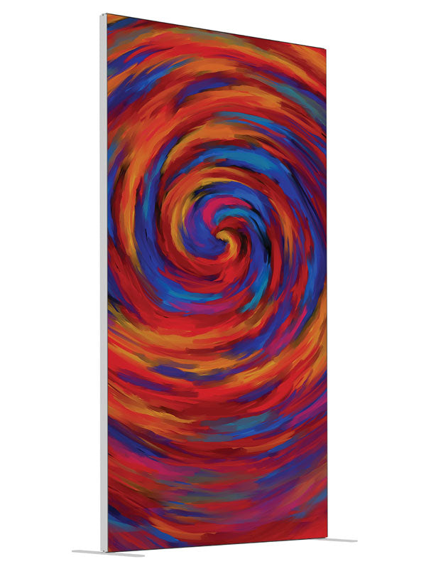 Intensity Vivid Swirl Abstract shown at an angled view, photography backdrop panel for Denny StudioEdge silicone edge frame, 4 ft